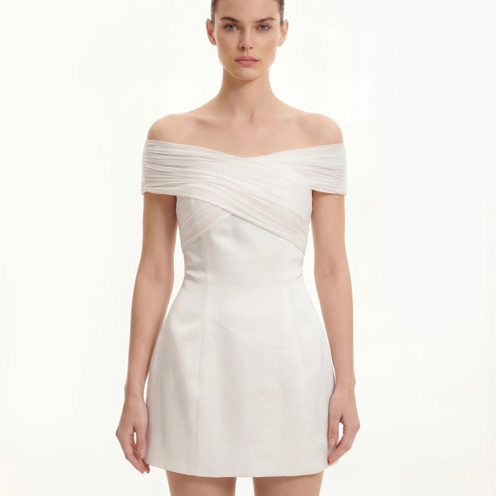 NWT * JW PEI White Cross-Neck Mini Dress - Size 2